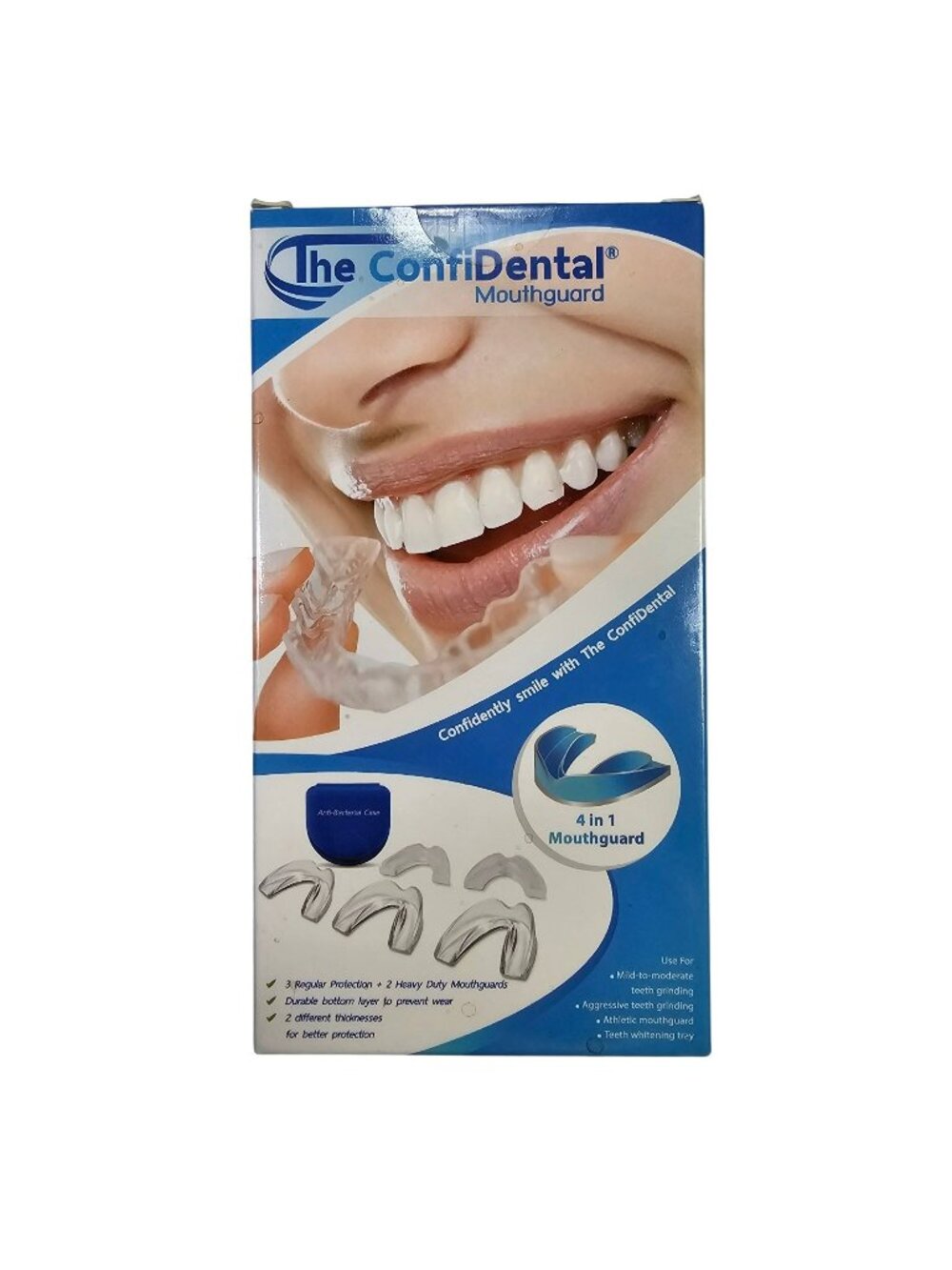 The Confidental 4-in-1 Mouthguard Set of 5 Moldable Customizable w/ Case
